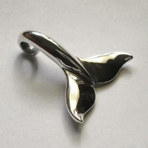 Whale tail necklace, classic sterling silver, tarnish resistant, whale fluke jewellery, sea mammal pendant. © Argent Aqua