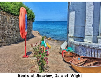 Boats at Seaview, Isle of Wight, Coastal Landscape Poster