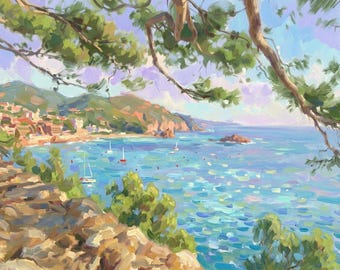 Tossa de Mar Print, Costa Brava Impressionism Art, Coastal Landscape Poster