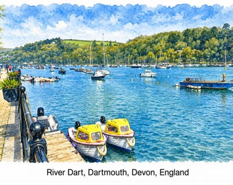River Dart, Dartmouth, Devon, England, Art, Coastal, Landscape Poster