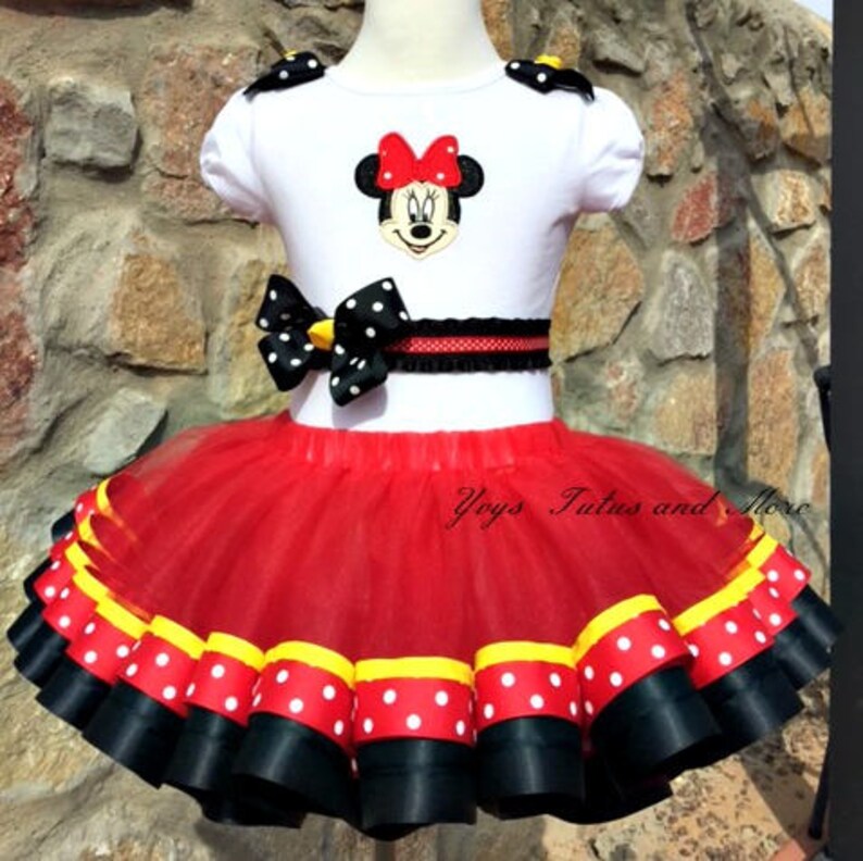 Pageant,Costume Red and Black Minnie Mouse tutu outfit,Birthday tutu