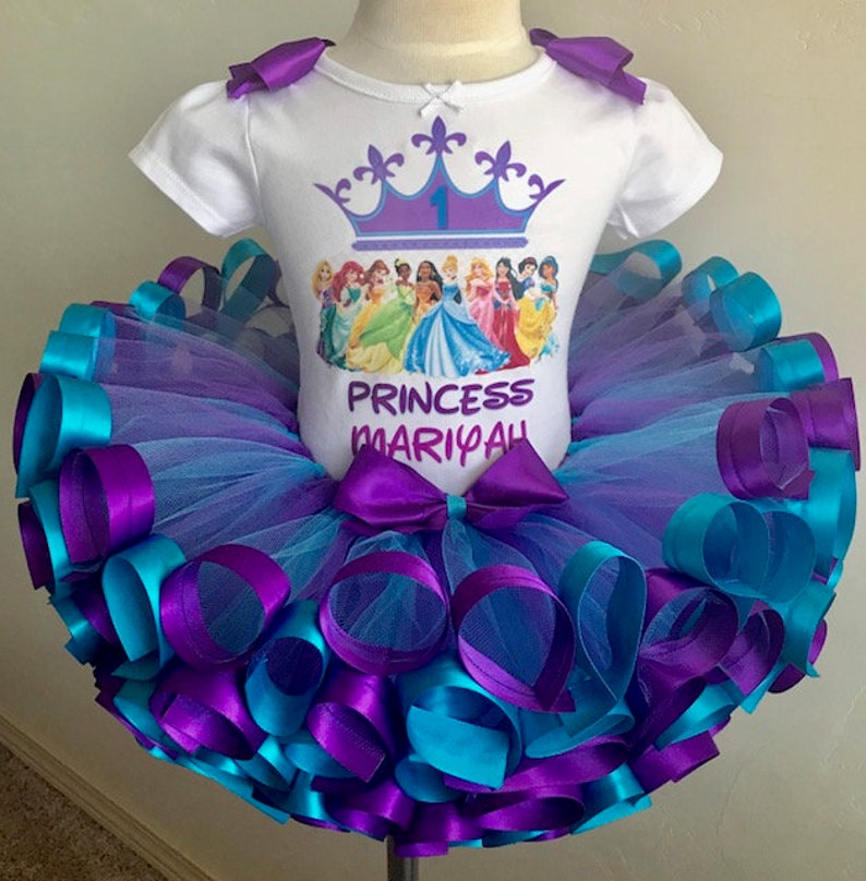 Pageant outfit Purple and Turquoise Princess Tutu Outfit,First birthday party Princess Disney