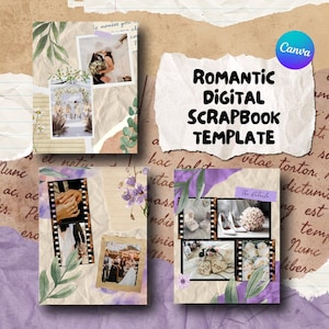 Plantilla de collage de álbum de recortes digital para collage de fotos de boda de Canva, diseño de publicaciones de Instagram, tablero de visión, libro de recuerdos estético de aniversario