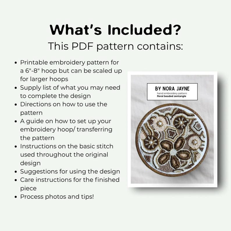 Floral Beaded Embroidery Pattern, Modern Beadwork Design (PDF Pattern ...