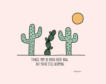Still Blooming Cacti Pink Digital Print