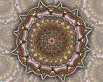 Adesivo Mandala Rosa Arancione, Decalcomania per Laptop (3"x3")