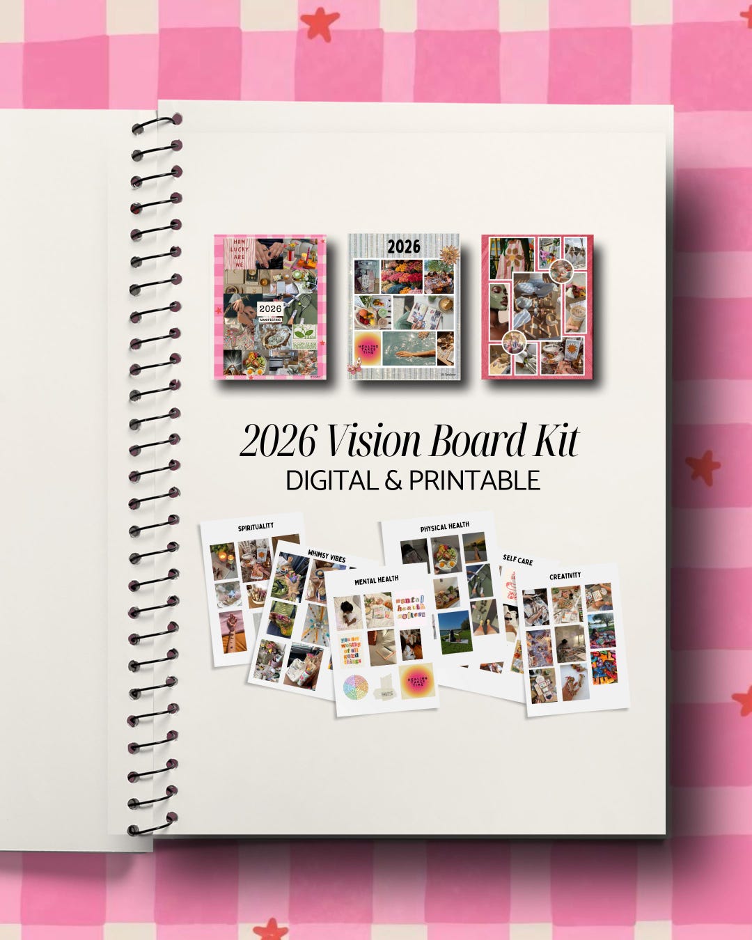 2026 Vision Board Collage Template, Printable Digital Scrapbook Images ...