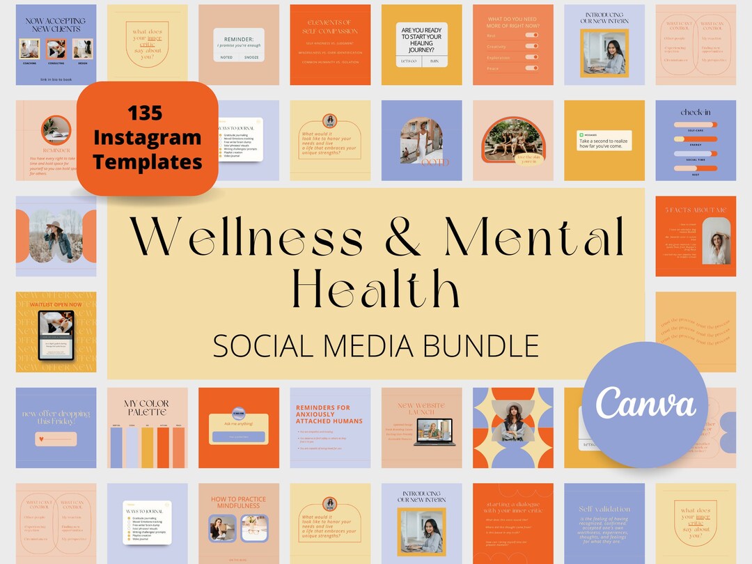 Wellness Coach Mental Health Therapist Instagram Template Bundle - Etsy
