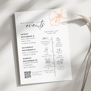 Sjabloon modern reisplan bruiloftsweekend bewerkbaar canva-ontwerp met 9 lay-outs en 50+ pictogrammen Destination Tropical