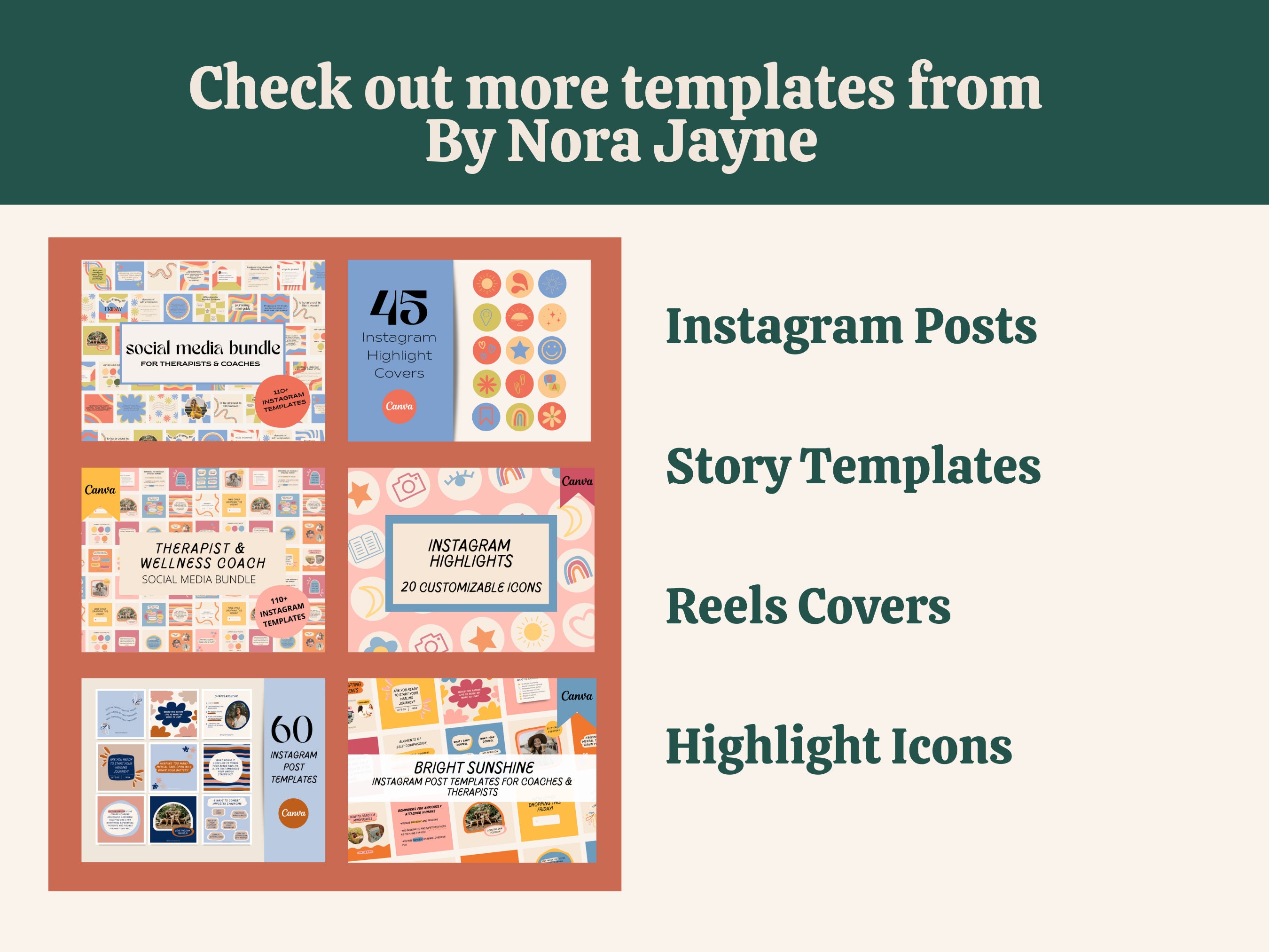 Terracotta Mental Health Instagram Post Template Bundle | Canva Social ...