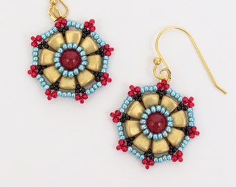 Mandala Seed Bead Huichol Earrings - Etsy