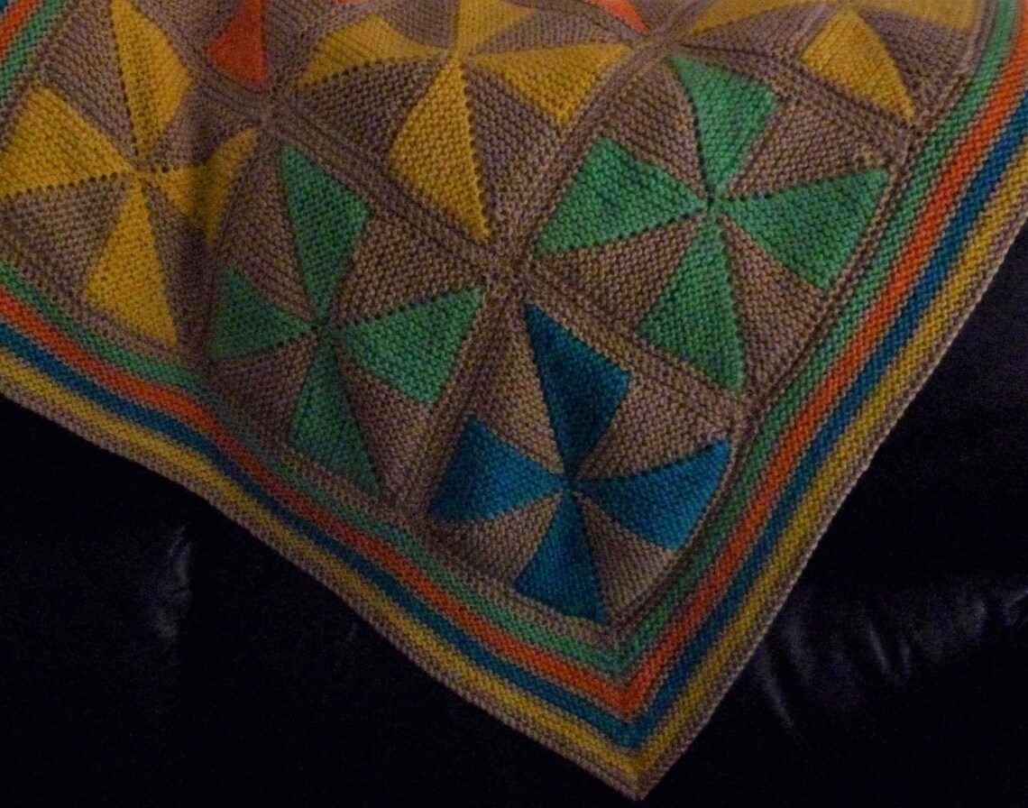 Pinwheel Patchwork Baby Blanket Knitting Pattern Etsy