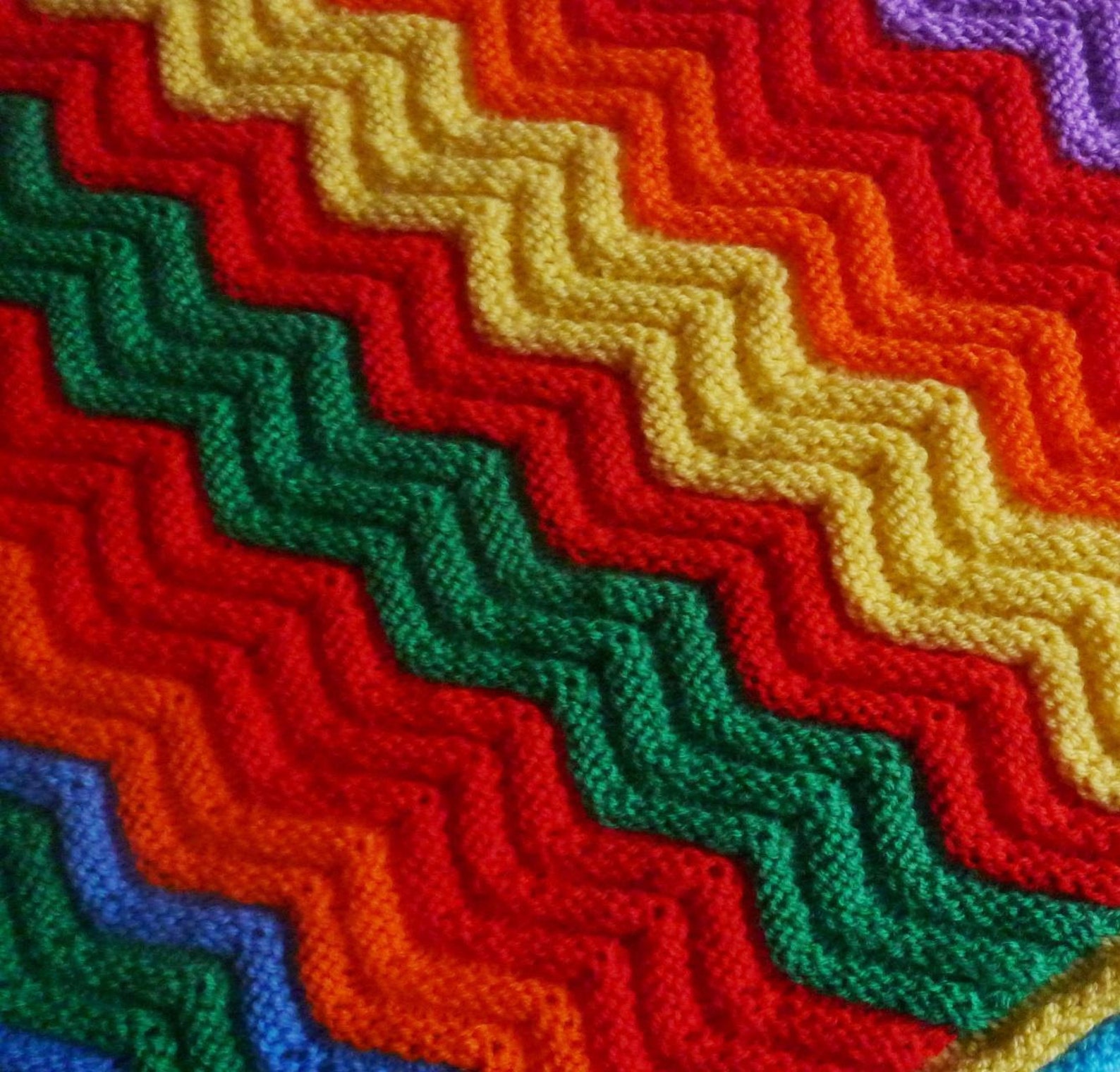 Rainbow Ripple Baby Blanket Afghan Throw Knitting Pattern | Etsy