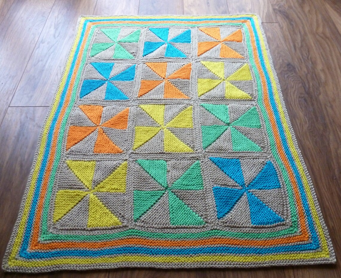 Pinwheel Patchwork Baby Blanket Knitting Pattern - Etsy