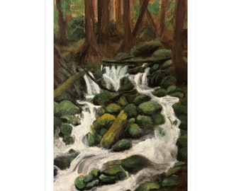 Hoh River Rain Forest, Original acrylic on 8"x16" canvas