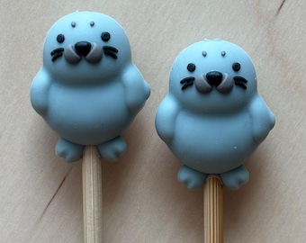 Knitting Needle Point Protectors Knitting Needle Stoppers Sea Lion Seal Knitting Notions Kawaii Ocean Animals California Gifts for Knitters