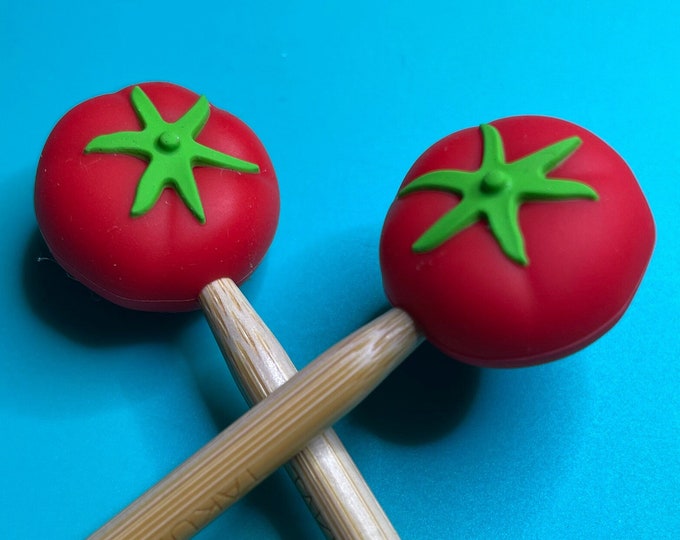 Knitting Needle Point Protectors, Knitting Needle Stoppers, Knitting Notions - Kawaii Cute Fruit Gardening Tomato Pizza Summer Silicone
