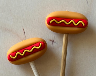 Knitting Needle Point Protectors, Knitting Needle Stoppers, Knitting Notions - Hot Dog Food Carnival Summer Fun Unique Gifts for Knitters