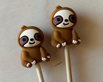 Knitting Needle Point Protectors, Knitting Needle Stoppers, Knitting Notions - 3D Sloth Rainforest Cute Slow Animal Gifts for Knitter