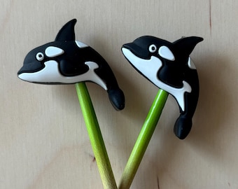 Knitting Needle Point Protectors Knitting Needle Stoppers Orca Killer Whale Beach Nature Animals Ocean Animal Cute Gift Ideas for Knitters