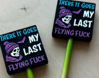 Knitting Needle Point Protectors Stitch Stoppers End Caps Knitting Notions Skeleton Flying F*ck Swearing Curse Halloween Gifts for Knitters