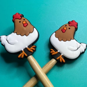 Knitting Needle Point Protectors, Knitting Needle Stoppers Knitting Notions Kawaii Chicken Rooster Farm Animals Silicone Gift for Knitters