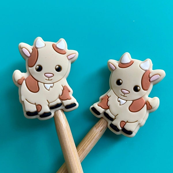 Knitting Needle Point Protectors, Knitting Needle Stoppers, Knitting Notions - Kawaii Goat Cute Animal Barn Farm Farming Gifts for Knitters