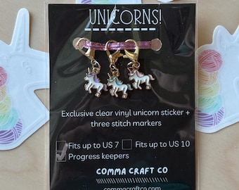 Progress Keepers Set - Knitting Crochet Snag-Free - Basic Stitch Kit - Knit Stitch Markers Zipper Pulls Charms Notions Gifts for Knitters