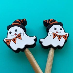 Knitting Needle Point Protectors Knitting Needle Stoppers Knitting Notions Halloween Party Banner Ghost Kawaii Goth Cute Gift for Knitters