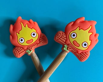 Knitting Needle Point Protectors, Knitting Needle Stoppers Knitting Notions Kawaii Anime Fire Silicone Gift for Knitters