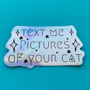 Holo Vinyl Sticker - Text Me Pictures of Your Cat - Colorful Holographic Funny Kitty Laptop Sticker Bumper sticker Water Bottle Sticker