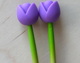 Knitting Needle Point Protectors Needle Stoppers Notions Spring Red Tulips Tulip Flower Purple Gardening Mother's Day Gifts for Knitters