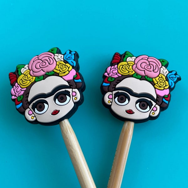 Knitting Needle Point Protectors, Knitting Needle Stoppers Knitting Notions Feminist Mexican Artist Unibrown Flower Crown Knit Gifts