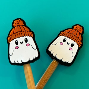 Knitting Needle Point Protectors Knitting Needle Stoppers Notions Halloween Beanie Ghost Goth Witchy Autumn Fall Cute Gift for Knitters