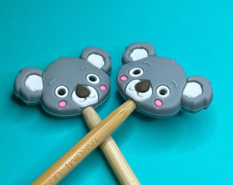 Knitting Needle Point Protectors, Knitting Needle Stoppers, Knitting Notions - Koala Australia Cute Animal Stocking Stuffer Gift for Knitter