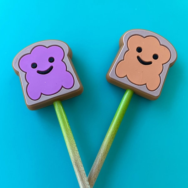 Knitting Needle Point Protectors, Knitting Needle Stoppers Knitting Notions Kawaii PB&J Peanut Butter and Jelly Sandwich Bread Cute Knitters