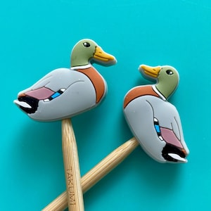 Knitting Needle Point Protectors, Knitting Needle Stoppers Knitting Notions Mallard Duck Animals Birds Water Fowl Knit Gifts