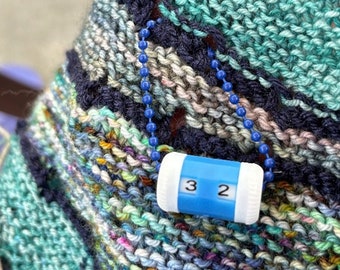 Row Counter Chain - Knitting Crochet Notions - 0-9 Number Gifts for Knitters Crocheters Yarn Stitch Markers - Blue Progress Keeper Set