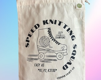Drawstring Project Bag Speed Knitting Squad Rollerskate Sock Small Medium  Knitting Crochet Weaving Spinning Mother's Day Gifts for Knitters