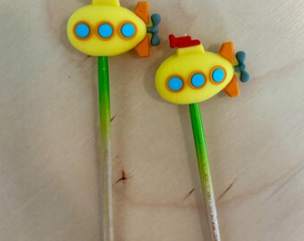 Knitting Needle Point Protectors Knitting Needle Stoppers Notions Yellow Sub Marine Hippie 1960s Music Fun Retro Vintage Gifts for Knitters