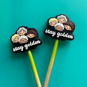 Knitting Needle Point Protectors, Knitting Needle Stoppers, Knitting Notions - Girls that are Golden Classic TV Feminist Gift for Knitters