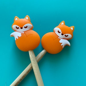 Knitting Needle Point Protectors, Knitting Needle Stoppers, Knitting Notions - Kawaii Fox Cute Animal Woodland Forest Gifts for Knitters