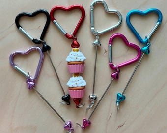 Heart Knitting Keychain - Point Protector Leash Knitting Notions Project Bag Essentials Accessories Tools Yarn Gifts for Knitters Valentine