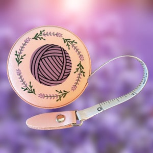 Tape Measure - Lavender Yarn Ball Natural Art Pink Cottagecore - Crochet Knitting Accessories Notions Tools - Retractable Measuring Tape