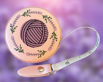 Tape Measure - Lavender Yarn Ball Natural Art Pink Cottagecore - Crochet Knitting Accessories Notions Tools - Retractable Measuring Tape