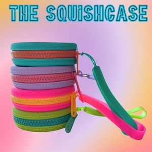 The Squishcase - Knitting Crochet Neon Unique Notions Case Mini Storage Bag Stitch markers, point protectors tools Sensory keychain wristlet
