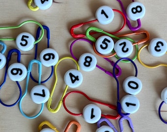 1-10 Number Stitch Markers - Knitting Crochet - Handmade Neon, Neutral, Rainbow -Gifts for Knitters Crafters Yarn