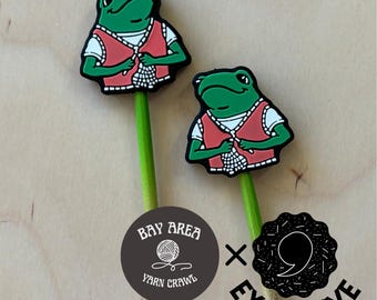 Karl the Frog Knitting Needle Point Protectors – Bay Area Yarn Crawl Exclusive Silicone Stitch Stoppers