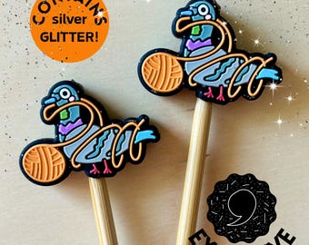 EXCLUSIVOS Protectores de punta de aguja de tejer Disco Pigeon, topes de puntada, accesorios de lana, regalo para tejedores