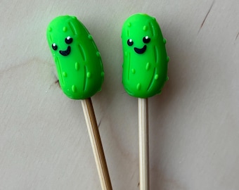 Protectores de puntas de agujas de tejer, topes para agujas de tejer, accesorios de tejido - Pepinillos, pepinos, regalos veganos originales y divertidos para tejedores